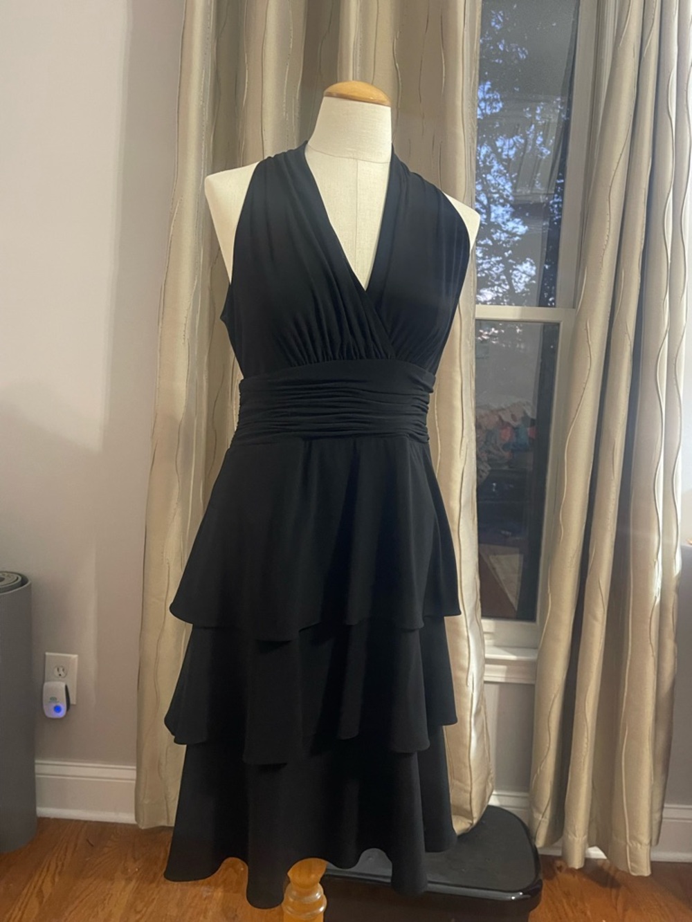Evan Picone Black Tiered Cocktail Dress